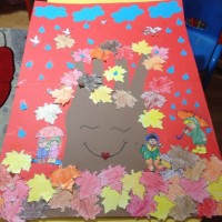 okul öncesınde kağit işler, duvar süsü ,davetiye kartları ,suluboya  çalişması (4554)