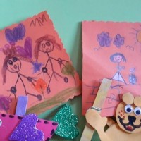 okul öncesınde kağit işler, duvar süsü ,davetiye kartları ,suluboya  çalişması (4557)