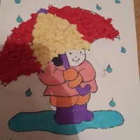 okul öncesınde kağit işler, duvar süsü ,davetiye kartları ,suluboya  çalişması (4598)