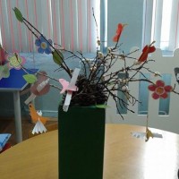 okul öncesınde kağit işler, duvar süsü ,davetiye kartları ,suluboya  çalişması (4599)