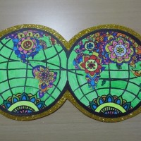 okul öncesınde kağit işler, duvar süsü ,davetiye kartları ,suluboya  çalişması (4647)