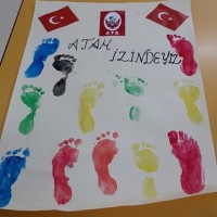 okul öncesınde kağit işler, duvar süsü ,davetiye kartları ,suluboya  çalişması (4664)