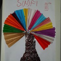 okul öncesınde kağit işler, duvar süsü ,davetiye kartları ,suluboya  çalişması (4675)