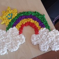 okul öncesınde kağit işler, duvar süsü ,davetiye kartları ,suluboya  çalişması (4705)