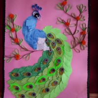 okul öncesınde kağit işler, duvar süsü ,davetiye kartları ,suluboya  çalişması (4720)