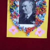 okul öncesınde kağit işler, duvar süsü ,davetiye kartları ,suluboya  çalişması (4731)