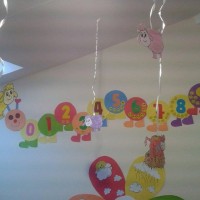 okul öncesınde kağit işler, duvar süsü ,davetiye kartları ,suluboya  çalişması (4743)