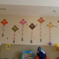 okul öncesınde kağit işler, duvar süsü ,davetiye kartları ,suluboya  çalişması (4771)
