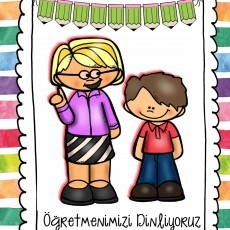 Öğretmen ve Öğrenci İllüstrasyonu: Eğitim Materyali