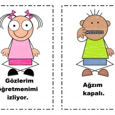 Eğitim Materyali - Çocukların Temel İletişim ve Dikkat Becerileri: 1. AĞZIM KAPALI 2. GÖZLERİM ÖĞRETMENİMİ İZLİYOR