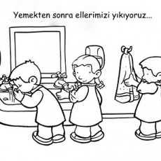 Çocuklar Yemekten Sonra Ellerini Yıkıyor: Temizlik ve Sağlık Eğitimi