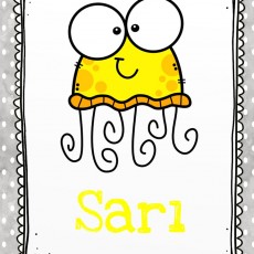 Sarı Renk ve Sevimli Denizanası İllüstrasyonu