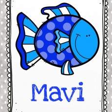 Mavi Balık Eğitici Materyali (Mavi: 5 Sesli-2 Sessiz)