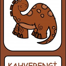 Kahverengi Dinozor Eğitici Kartı