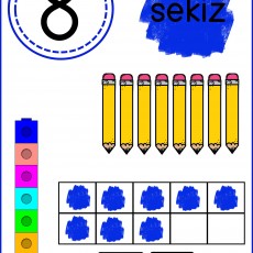 Sekiz (8) Sayısı ve Öğretici Materyal: Kalemler, Renkli Küpler, Noktalı Zarlar ile Sayma Öğretimi
