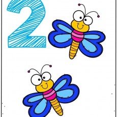 Eğlenceli Eğitici Sayı 2 ile İki Renkli Kelebekler