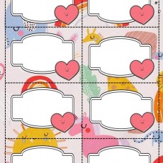 Renkli Kalp Etiketleri Tasarımı - 10 Etiket Alanı ile