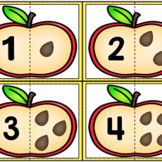 Eğitsel Elma Sayıları Kartları: 1, 2, 3, 4