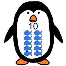Penguin with Ten Fish - Educational Counting Resource