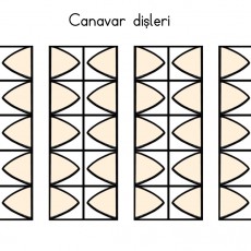 Canavar Dişleri Eğitici Görsel - 4 Satır, 8 Sütun, Geometrik Şekiller
