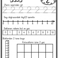 İki Sayısı Eğitim Materyali - 2, Sayı Doğrusu, Rakam Bulmacası, Boyama Aktiviteleri