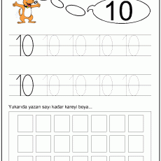 Sayılar Çalışma Sayfası - 10 Sayısı ve Kareleri Boyama Etkinliği
