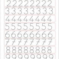 Dotted Number Tracing Worksheet: 1 to 9 and 0