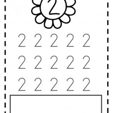 Eğitici Renkli Sayı Çalışma Sayfası - 2 Sayısı ve Çiçek Teması