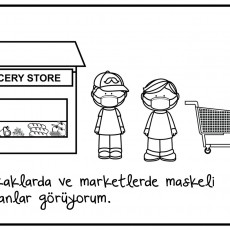 Grocery Store Activity with People Wearing Masks - 2 Individuals Shopping