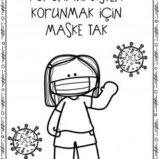 Koronavirüsten Korunma Eğitimi: Maske Takma Rehberi - Eğitici Çizim