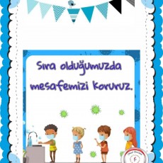 Sıra Olurken Mesafemizi Koruma Eğitimi - 4 Çocuk, Maske, Hijyen