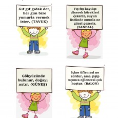 Eğlenceli Bilmece Seti: Tavuk, Sandal, Güneş, Balon