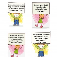 Eğitici Bilmece Kartları: 3 - Hayvanlar ve Nesneler (TOP, DÜNYA, AT, ZÜRAFA)