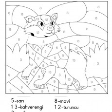 Rakamlarla Boyama: Hayvan Teması - 5 (sarı), 13 (kahverengi), 3 (yeşil), 9 (gri), 8 (mavi), 12 (turuncu)