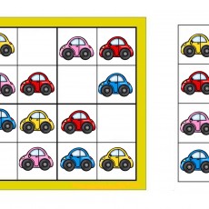 Sudoku 2: Renkli Araçlar Bulmacası (Kırmızı, Mavi, Sarı, Pembe)