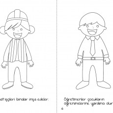 Eğitici Çizim: Öğretmen ve İnşaat İşçisi Figürleri, Sayılar: 3, 4