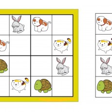 Hayvan Temalı Sudoku 3 - Tavşan, Köpek, Kedi ve Kaplumbağa