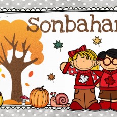 Sonbahar Eğitici Kartı: Sonbahar Temalı Çocuk Karakterleri ve Doğa Öğeleri
