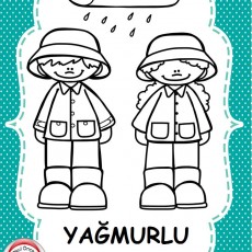 YAĞMURLU - İki Çocuk ve Yağmur Teması Eğitsel Materyal