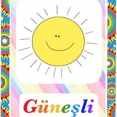 Güneşli - GÜ (sessiz: G, sesli: Ü), N (sessiz), E (sesli), Ş (sessiz), L (sessiz), İ (sesli) - Güneş ve mutluluk temalı eğitsel materyal