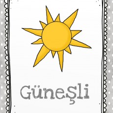 Güneşli Öğretici Kart: Güneş ve Doğa