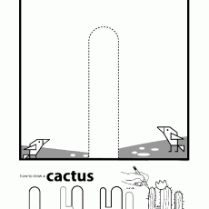 Cactus Drawing Guide with Numerical Steps (1-4) and Instructional Elements