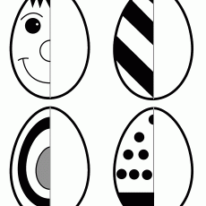 Easter Egg Coloring Activity with Faces and Patterns (Four Designs)