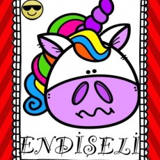 ENDİSELİ UNICORN İLLÜSTRASYONU - RENKLI RAINBOW