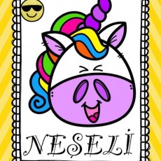 Neşeli Tek Boynuzlu At Karakteri - Unicorn Eğlenceli Tasarım