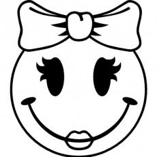 Kadın Yüzü Emoticonu - Gülümseyen Yüz - Eğlenceli Karakter Resmi