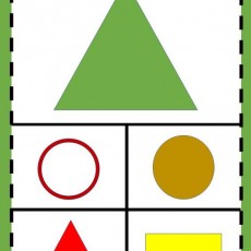 Geometric Shapes Learning Activity: Green Triangle, Red Triangle, Red Circle, Brown Circle, Yellow Rectangle