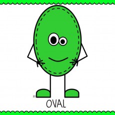 Yeşil Oval Şekil Öğrenme Kartı