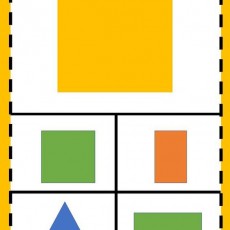 Geometric Shapes and Colors: Yellow Rectangle, Blue Triangle, Green Rectangle, Orange Rectangle