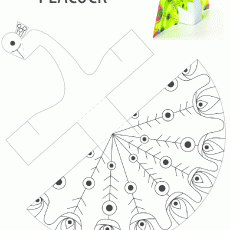 PEACOCK DIY Paper Model Craft - 1 Piece Template